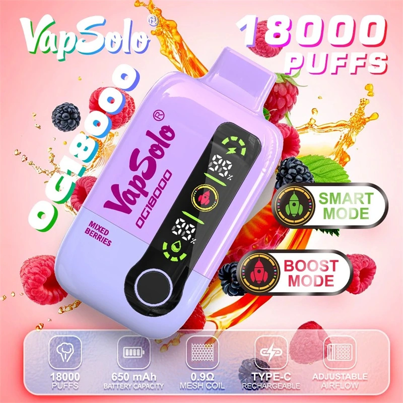 Vapsolo DG 18000 Puffs Smart Screen Wholesale Disposable Vape Puff 18k Electronic Cigarette Adjustable Airflow Dual Mode