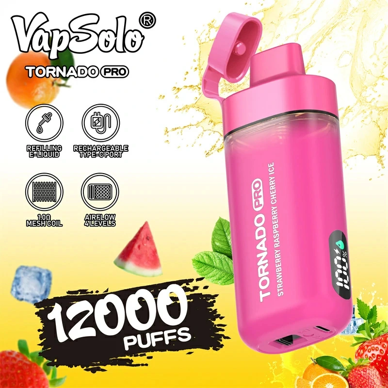EU Warehouse Vapsolo Tornado Pro 12000 Puffs Smart Screen Puff 12k Wholesale Disposable Vape Electronic Cigarette Adjustable Airflow