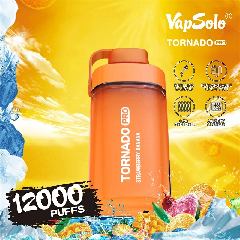 Vapsolo Tornado Pro 12000 Puffs Smart Screen Puff 12k Wholesale Disposable Vape Electronic Cigarette Adjustable Airflow