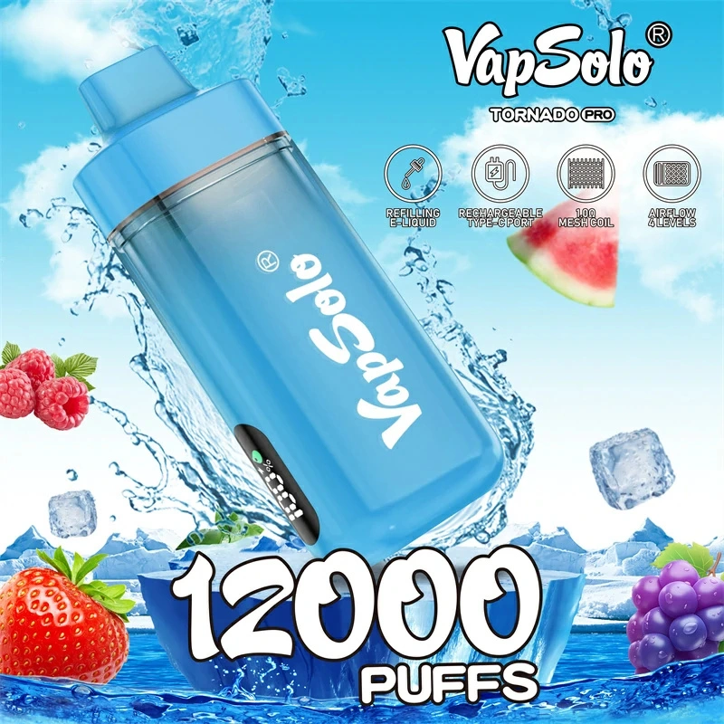 Vapsolo Tornado Pro 12000 Puffs Smart Screen Puff 12k Wholesale Disposable Vape Electronic Cigarette Adjustable Airflow