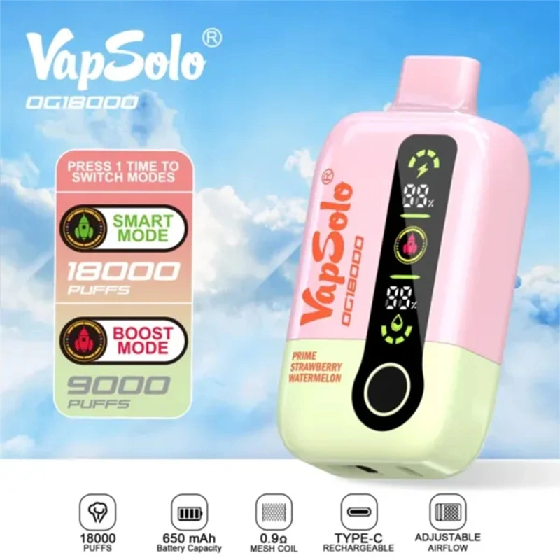 Vapsolo DG 18000 Puffs Smart Screen Wholesale Disposable Vape Puff 18k Electronic Cigarette Adjustable Airflow Dual Mode