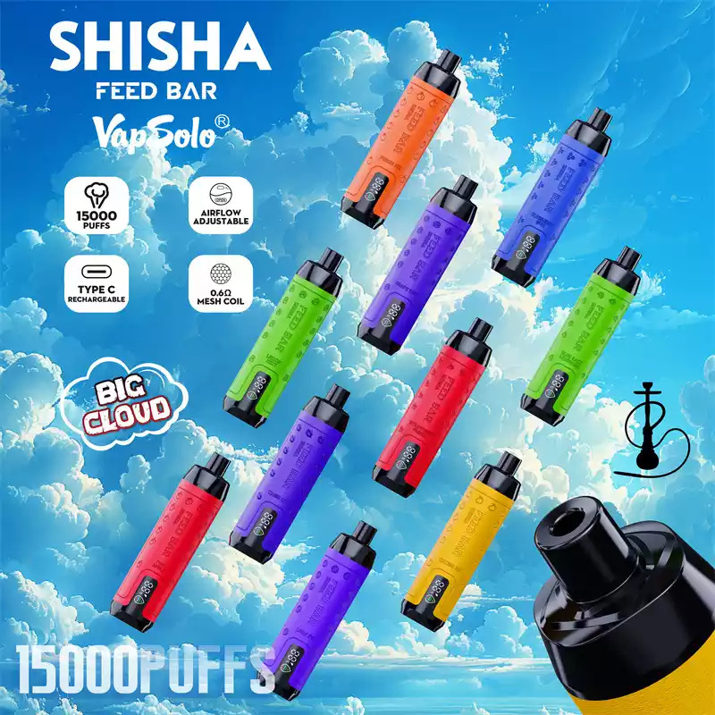 Vapsolo Feer Bar Shisha 15000 Puffs Smart Screen Wholesale Disposable Vape Puff 18k Electronic Cigarette Adjustable Airflow