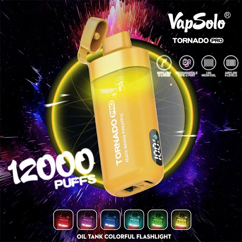 Vapsolo Tornado Pro 12000 Puffs Smart Screen Puff 12k Wholesale Disposable Vape Electronic Cigarette Adjustable Airflow