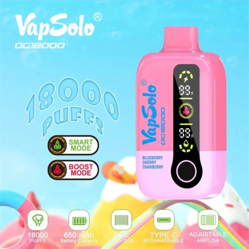 Vapsolo DG 18000 Puffs Smart Screen Wholesale Disposable Vape Puff 18k Electronic Cigarette Adjustable Airflow Dual Mode