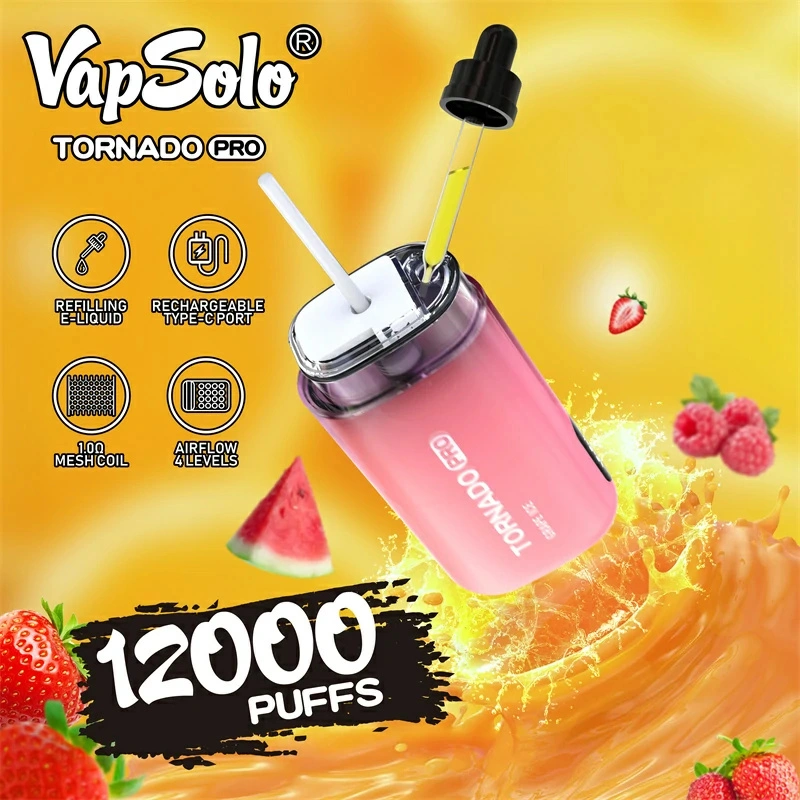 Vapsolo Tornado Pro 12000 Puffs Smart Screen Puff 12k Wholesale Disposable Vape Electronic Cigarette Adjustable Airflow