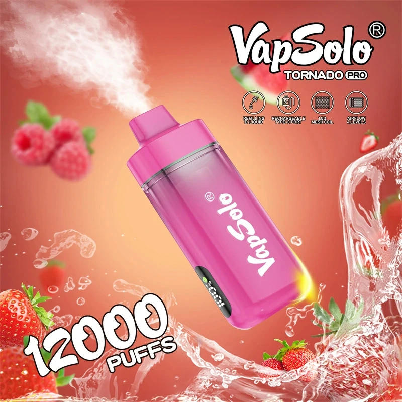 Vapsolo Tornado Pro 12000 Puffs Smart Screen Puff 12k Wholesale Disposable Vape Electronic Cigarette Adjustable Airflow