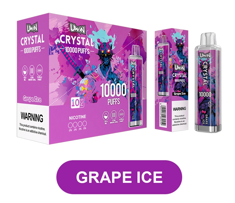Uwin Crystal 10000 Puffs Wholesale Disposable Vape Puff 10k Electronic Cigarette RGB Lights