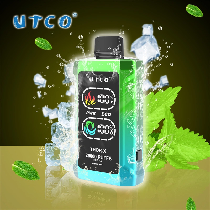 UTCO Thor-X 25000 Puffs Smart Screen Wholesale Vape Disposable E Cigarettes 25ml Refillable Pod 550mah Rechargeable 0% 2% 3% 5% Puff 25k Vaper Minimum Order 100pcs