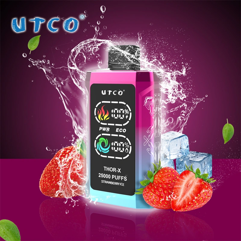 UTCO Thor-X 25000 Puffs Smart Screen Wholesale Vape Disposable E Cigarettes 25ml Refillable Pod 550mah Rechargeable 0% 2% 3% 5% Puff 25k Vaper Minimum Order 100pcs