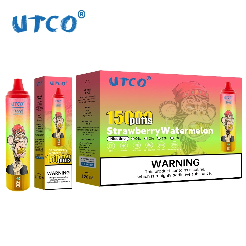 UTCO Tornado Digital 15000 Puffs Vape Disposable E Cigarettes 28ml Prefilled Pod 850mah Rechargeable 2% 5% Puff 15k Airflow Adjustable Smart Screen Original Pen