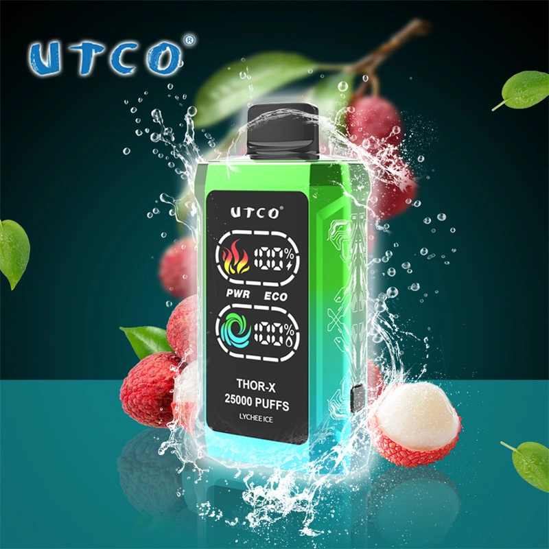 UTCO Thor-X 25000 Puffs Smart Screen Wholesale Vape Disposable E Cigarettes 25ml Refillable Pod 550mah Rechargeable 0% 2% 3% 5% Puff 25k Vaper Minimum Order 100pcs