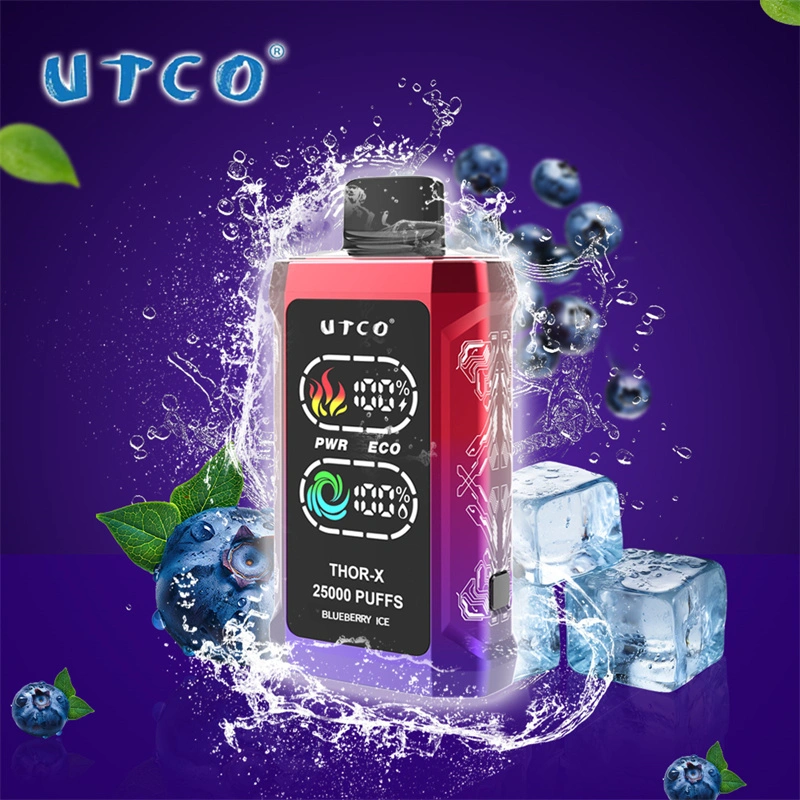 UTCO Thor-X 25000 Puffs Smart Screen Wholesale Vape Disposable E Cigarettes 25ml Refillable Pod 550mah Rechargeable 0% 2% 3% 5% Puff 25k Vaper Minimum Order 100pcs