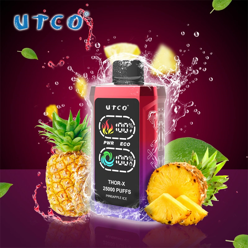 UTCO Thor-X 25000 Puffs Smart Screen Wholesale Vape Disposable E Cigarettes 25ml Refillable Pod 550mah Rechargeable 0% 2% 3% 5% Puff 25k Vaper Minimum Order 100pcs