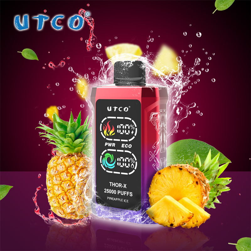 UTCO Thor-X 25000 Puffs Smart Screen Wholesale Vape Disposable E Cigarettes 25ml Refillable Pod 550mah Rechargeable 0% 2% 3% 5% Puff 25k Vaper Minimum Order 100pcs