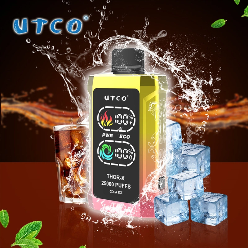 UTCO Thor-X 25000 Puffs Smart Screen Wholesale Vape Disposable E Cigarettes 25ml Refillable Pod 550mah Rechargeable 0% 2% 3% 5% Puff 25k Vaper Minimum Order 100pcs