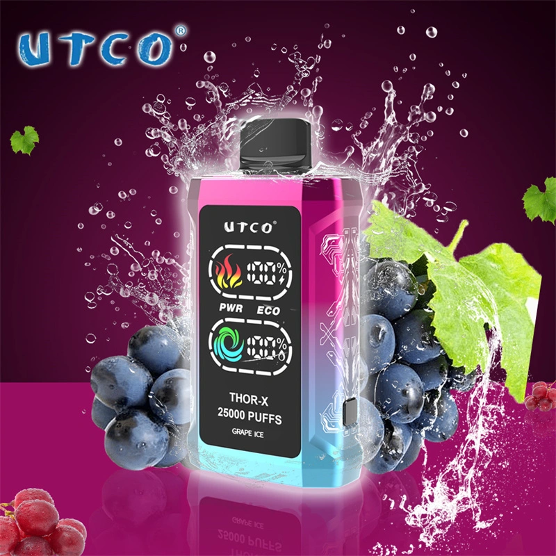 UTCO Thor-X 25000 Puffs Smart Screen Wholesale Vape Disposable E Cigarettes 25ml Refillable Pod 550mah Rechargeable 0% 2% 3% 5% Puff 25k Vaper Minimum Order 100pcs