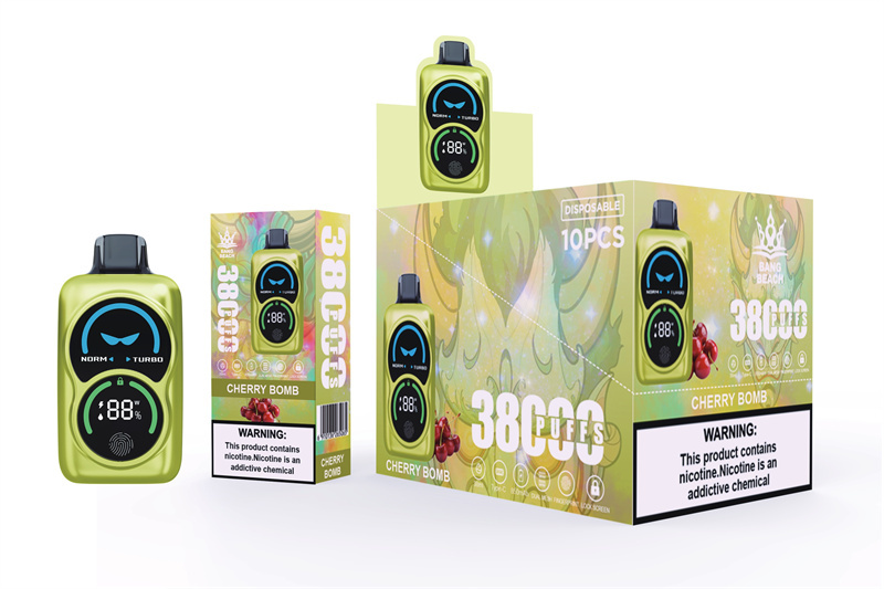 Bang Beach 38000 Puffs Lock Smart Screen Pingerprint Wholesale Disposable Vape Puff 38k Electronic Cigarette Dual Mesh Coil Double Mode Airflow Adjustable