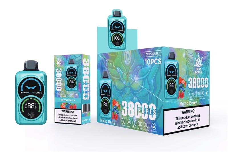 Bang Beach 38000 Puffs Lock Smart Screen Pingerprint Wholesale Disposable Vape Puff 38k Electronic Cigarette Dual Mesh Coil Double Mode Airflow Adjustable