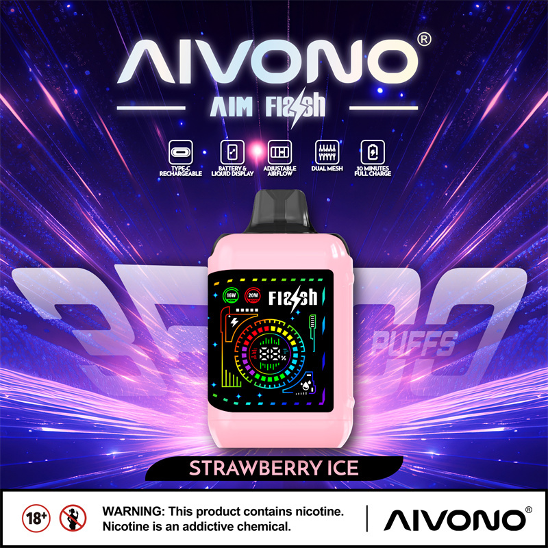 Aivono Aim Flash 35000 Puffs Flexible Curved Smart Screen Wholesale Disposable Vape Puff 35K Electronic Cigarette Dual Mesh Coil Adjustable Airflow Adjustable Wattage