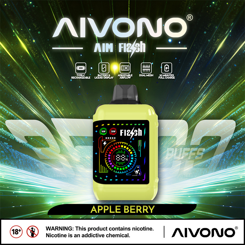 Aivono Aim Flash 35000 Puffs Flexible Curved Smart Screen Wholesale Disposable Vape Puff 35K Electronic Cigarette Dual Mesh Coil Adjustable Airflow Adjustable Wattage