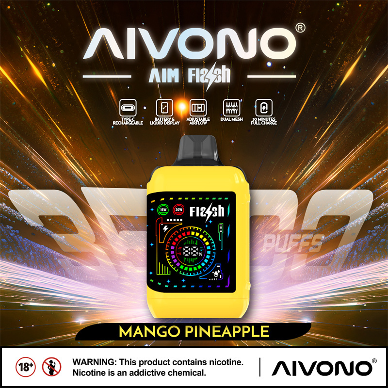 Aivono Aim Flash 35000 Puffs Flexible Curved Smart Screen Wholesale Disposable Vape Puff 35K Electronic Cigarette Dual Mesh Coil Adjustable Airflow Adjustable Wattage