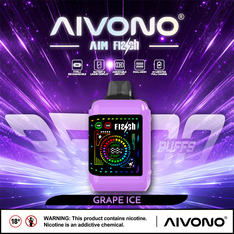 Aivono Aim Flash 35000 Puffs Flexible Curved Smart Screen Wholesale Disposable Vape Puff 35K Electronic Cigarette Dual Mesh Coil Adjustable Airflow Adjustable Wattage