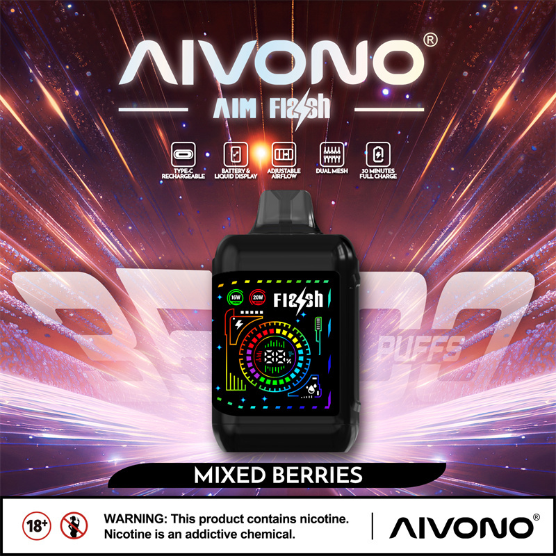 Aivono Aim Flash 35000 Puffs Flexible Curved Smart Screen Wholesale Disposable Vape Puff 35K Electronic Cigarette Dual Mesh Coil Adjustable Airflow Adjustable Wattage