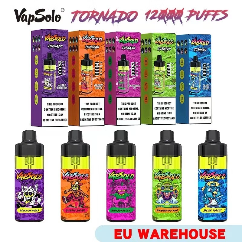 EU Warehouse Vapsolo Tornado 12000 Puffs Wholesale Disposable Vape Puff 12K Electronic Cigarette Adjustable Airflow