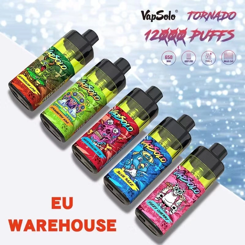 EU Warehouse Vapsolo Tornado 12000 Puffs Wholesale Disposable Vape Puff 12K Electronic Cigarette Adjustable Airflow