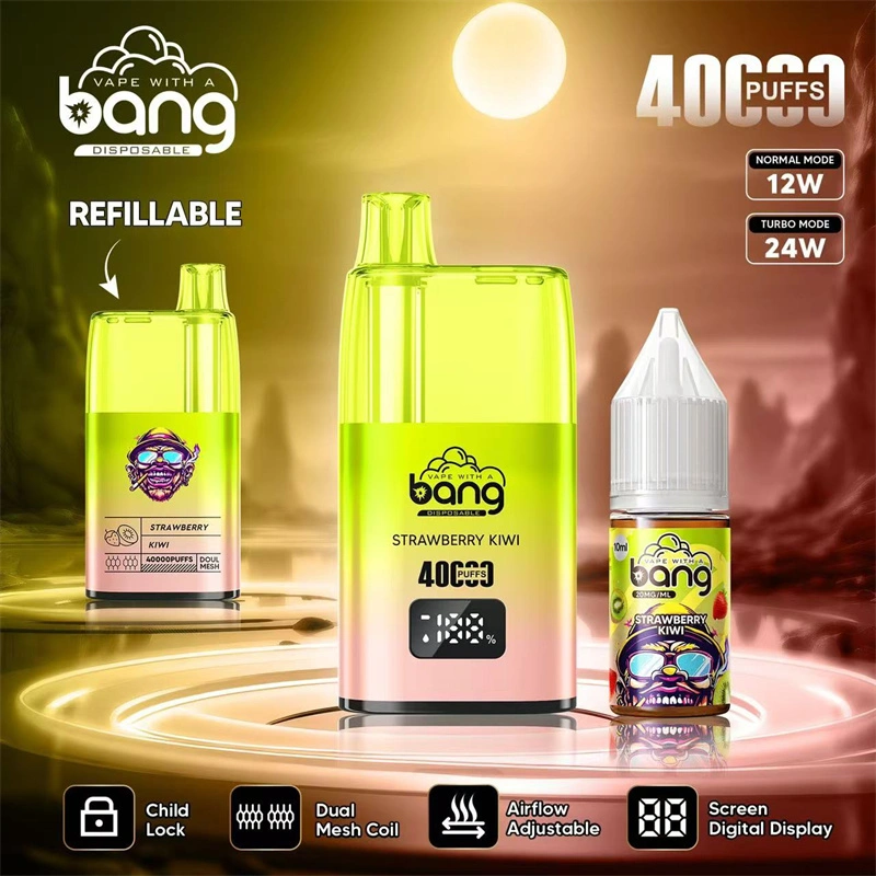 Bang 40000 Puffs Digital Display Screen Wholesale Disposable Vape Puff 40k Electronic Cigarette Refillable Oil Dual Mesh Coil Child Lock Airflow Adjustable