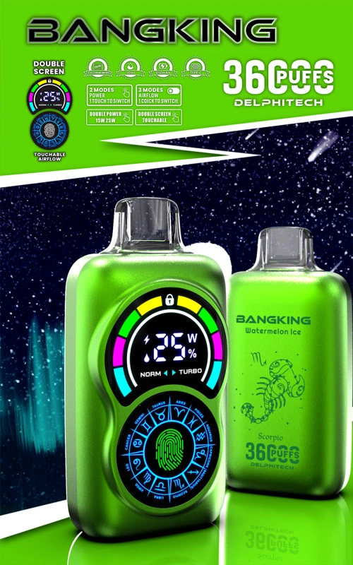Bang King 36000 Puffs Double Screen Wholesale Disposable Vape Puff 36k Electronic Cigarette Touchable Airflowable Adjustable Power Dual Mesh