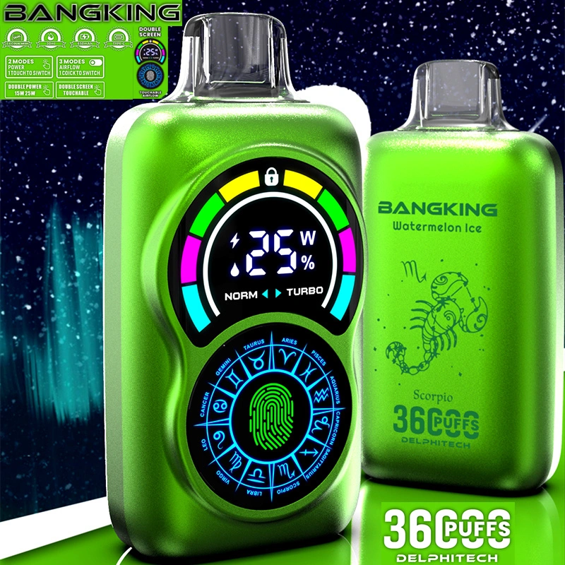 Bang King 36000 Puffs Double Screen Wholesale Disposable Vape Puff 36k Electronic Cigarette Touchable Airflowable Adjustable Power Dual Mesh
