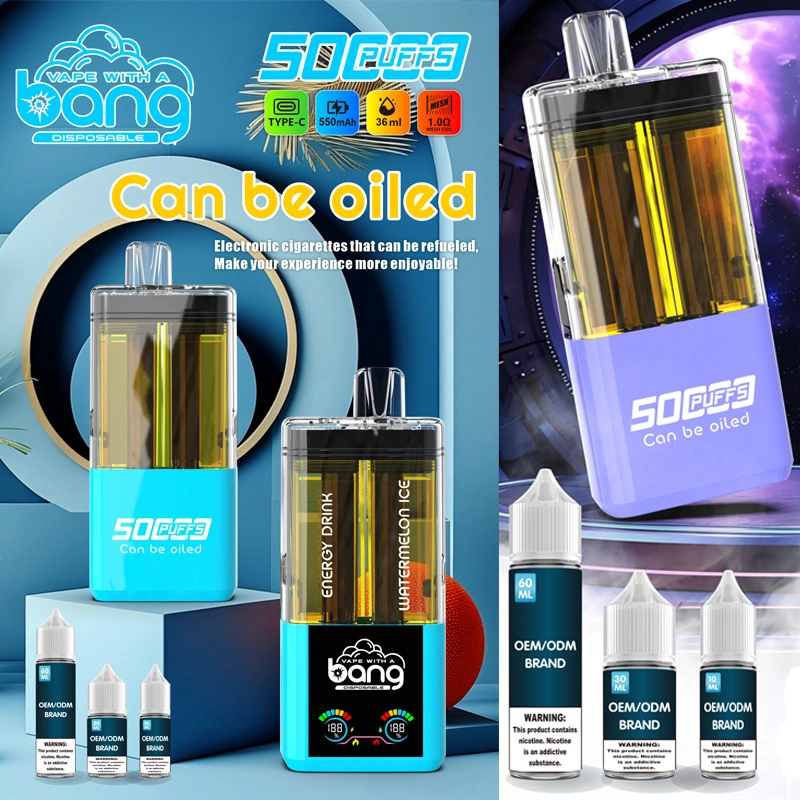 Bang 50000 Puffs Double Flavors Smart Screen Wholesale Disposable Vape Puff 50k Electronic Cigarette Refillable E Liqulid
