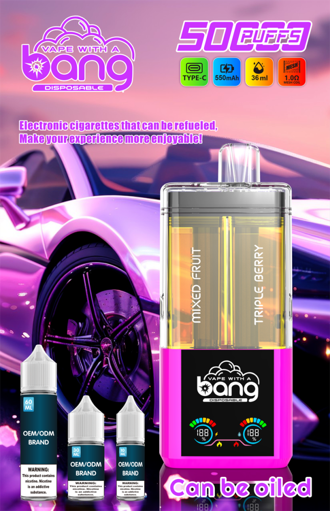 Bang 50000 Puffs Double Flavors Smart Screen Wholesale Disposable Vape Puff 50k Electronic Cigarette Refillable E Liqulid