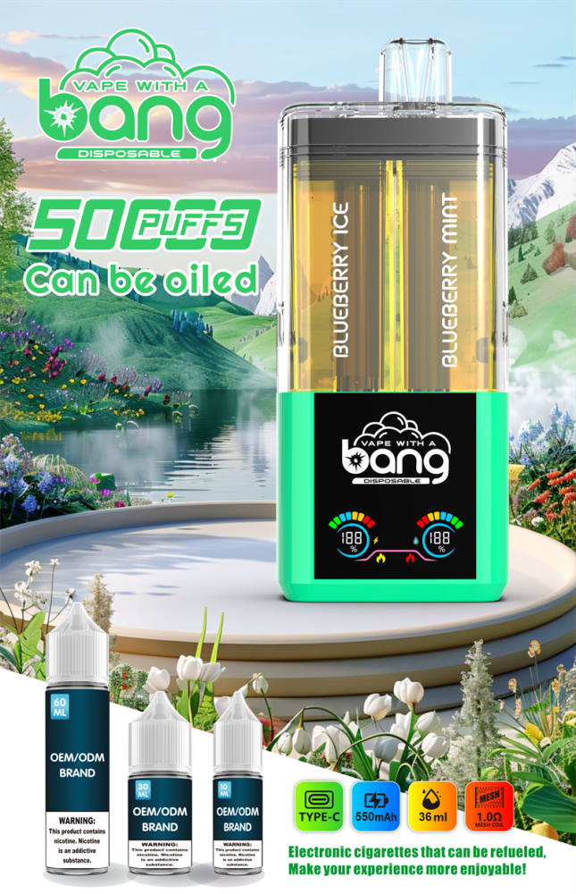 Bang 50000 Puffs Double Flavors Smart Screen Wholesale Disposable Vape Puff 50k Electronic Cigarette Refillable E Liqulid