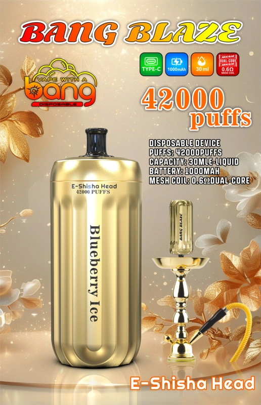 Bang Blaze 42000 Puffs Wholesale Disposable Vape Puff 42k Electronic Cigarette E-Shisha Head Dual Mesh Prefilled E-Liquid