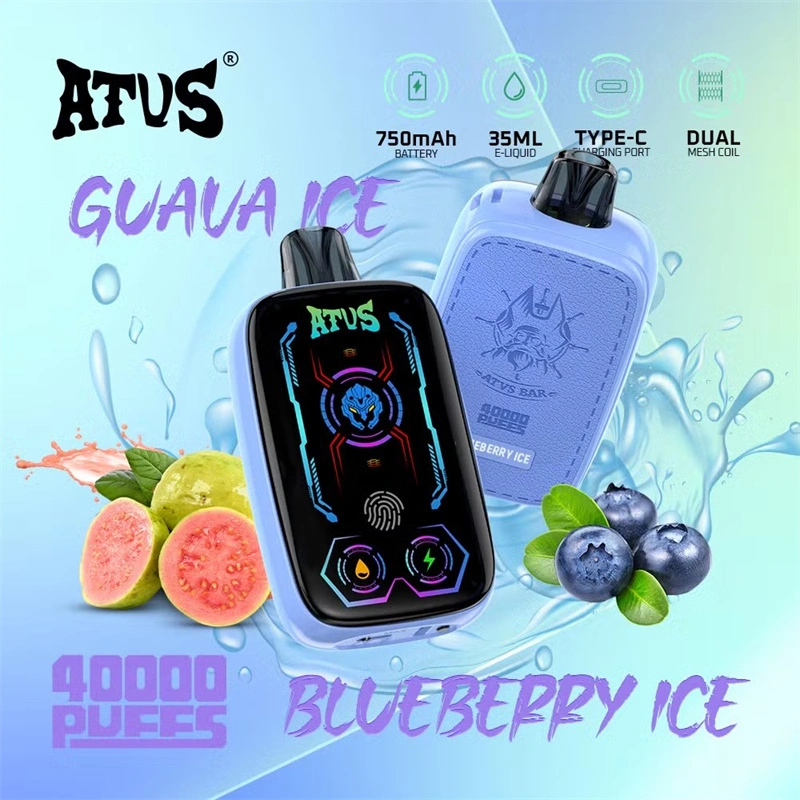ATVS 40000 Puffs Full Smart Screen Wholesale Disposable Vape Puff 40k Electronic Cigarette Touch Control Airflow Adjustable Dual Mesh Coil