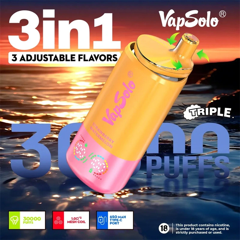 EU Warehouse Vapsolo Triple 3 in 1 30000 Puffs LCD Screen Wholesale Disposable Vape Puff 30k Electronic Cigarette 3 Adjustable Flavors Triple Mesh