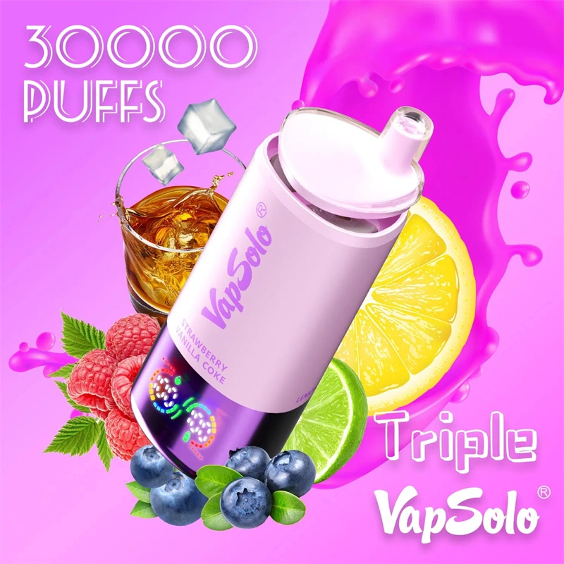 EU Warehouse Vapsolo Triple 3 in 1 30000 Puffs LCD Screen Wholesale Disposable Vape Puff 30k Electronic Cigarette 3 Adjustable Flavors Triple Mesh