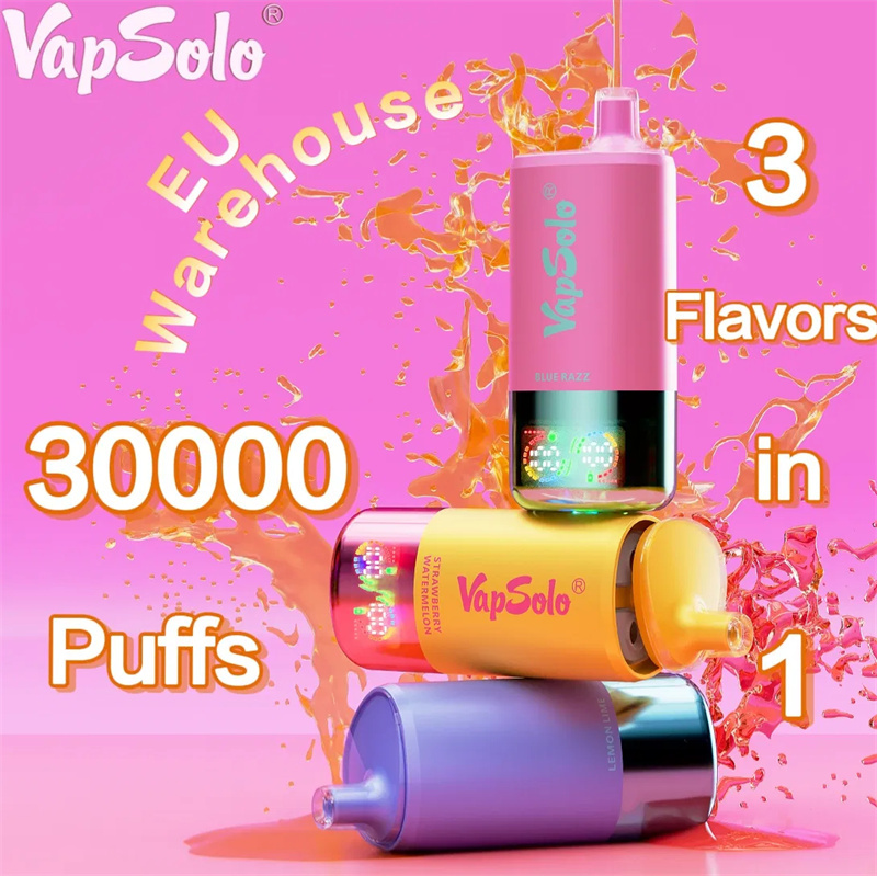 EU Warehouse Vapsolo Triple 3 in 1 30000 Puffs LCD Screen Wholesale Disposable Vape Puff 30k Electronic Cigarette 3 Adjustable Flavors Triple Mesh