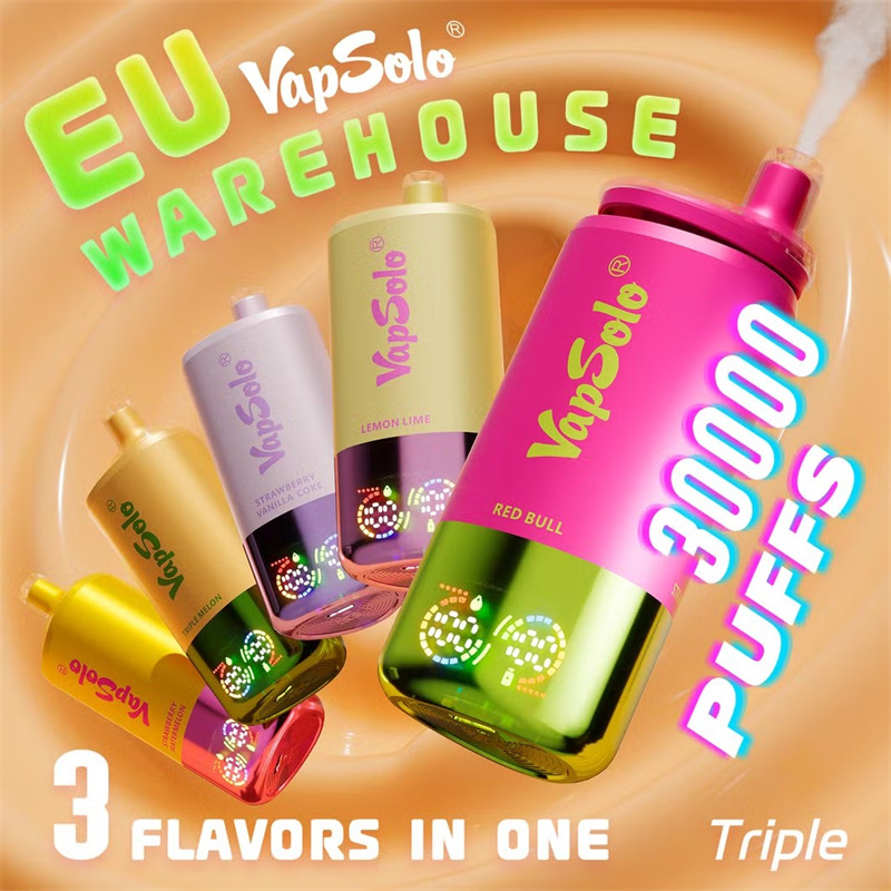 EU Warehouse Vapsolo Triple 3 in 1 30000 Puffs LCD Screen Wholesale Disposable Vape Puff 30k Electronic Cigarette 3 Adjustable Flavors Triple Mesh