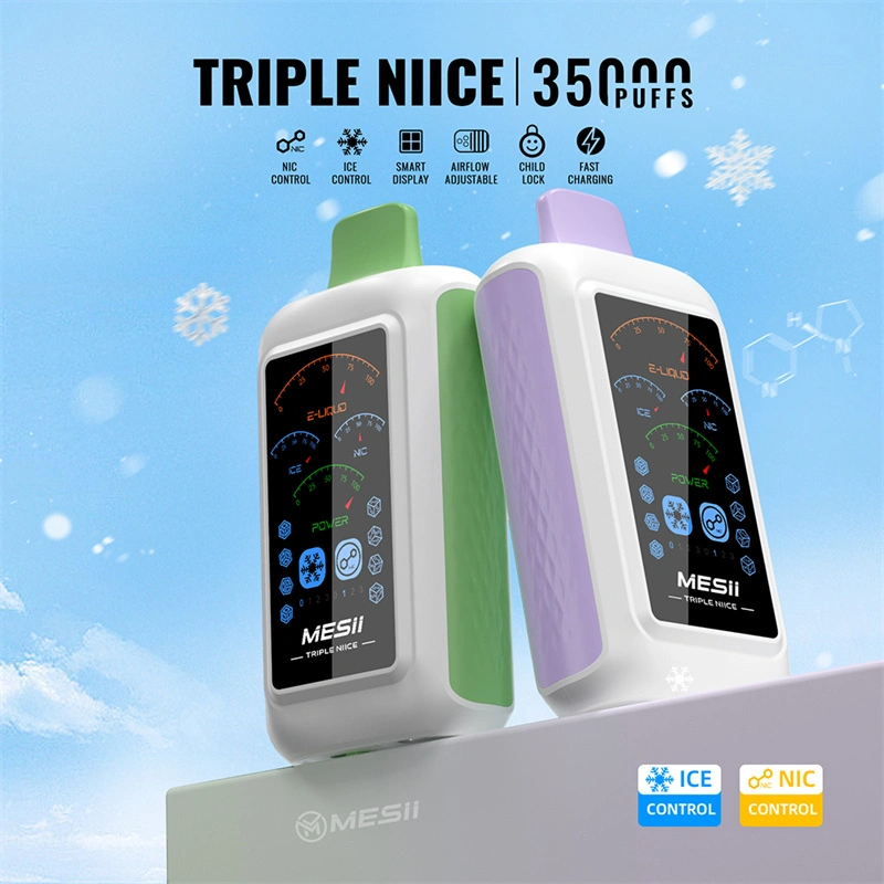 Mesii Triple Niice 35000 Puffs Full Smart Screen Wholesale Disposable Vape Puff 35k Electronic Cigarette Ice Control Nic Control Airflow Adjustable Child Lock