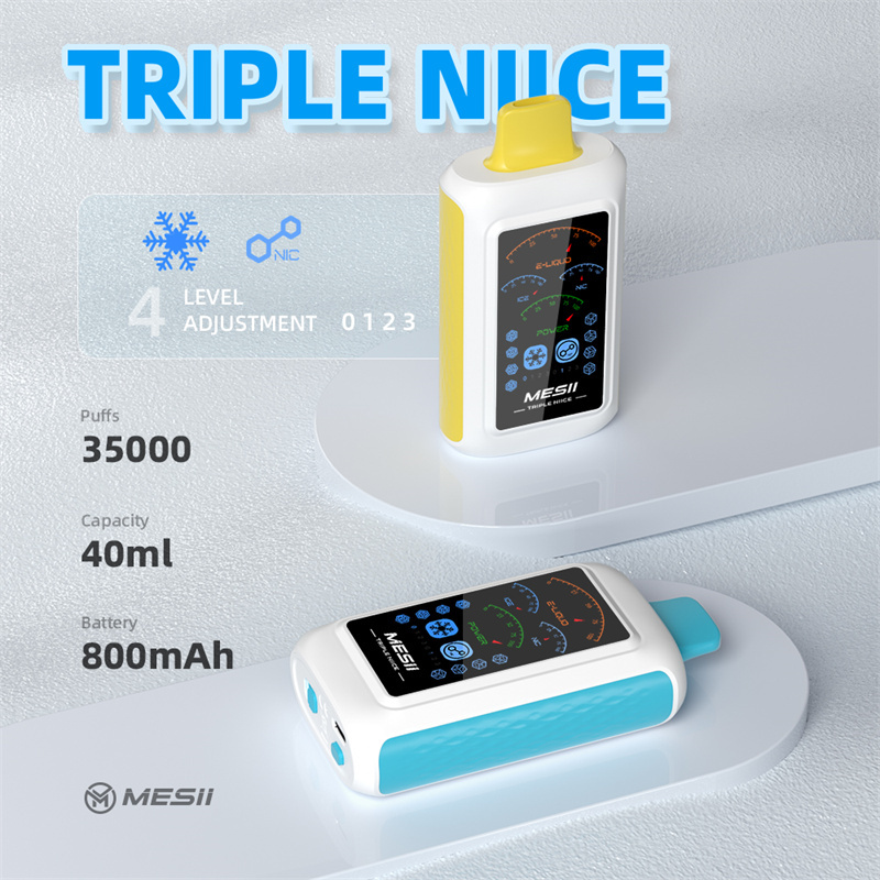 Mesii Triple Niice 35000 Puffs Full Smart Screen Wholesale Disposable Vape Puff 35k Electronic Cigarette Ice Control Nic Control Airflow Adjustable Child Lock