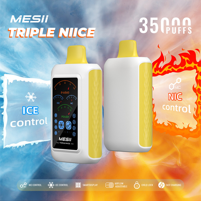 Mesii Triple Niice 35000 Puffs Full Smart Screen Wholesale Disposable Vape Puff 35k Electronic Cigarette Ice Control Nic Control Airflow Adjustable Child Lock