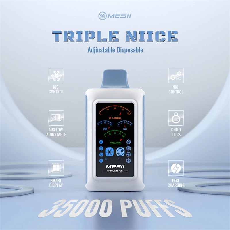 Mesii Triple Niice 35000 Puffs Full Smart Screen Wholesale Disposable Vape Puff 35k Electronic Cigarette Ice Control Nic Control Airflow Adjustable Child Lock