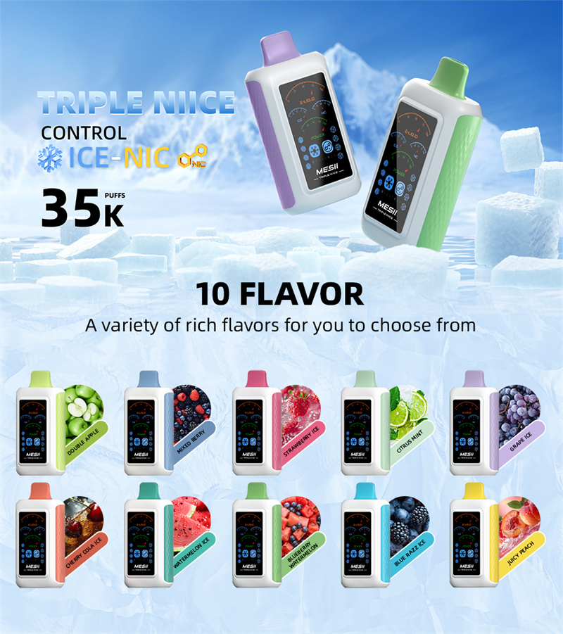 Mesii Triple Niice 35000 Puffs Full Smart Screen Wholesale Disposable Vape Puff 35k Electronic Cigarette Ice Control Nic Control Airflow Adjustable Child Lock