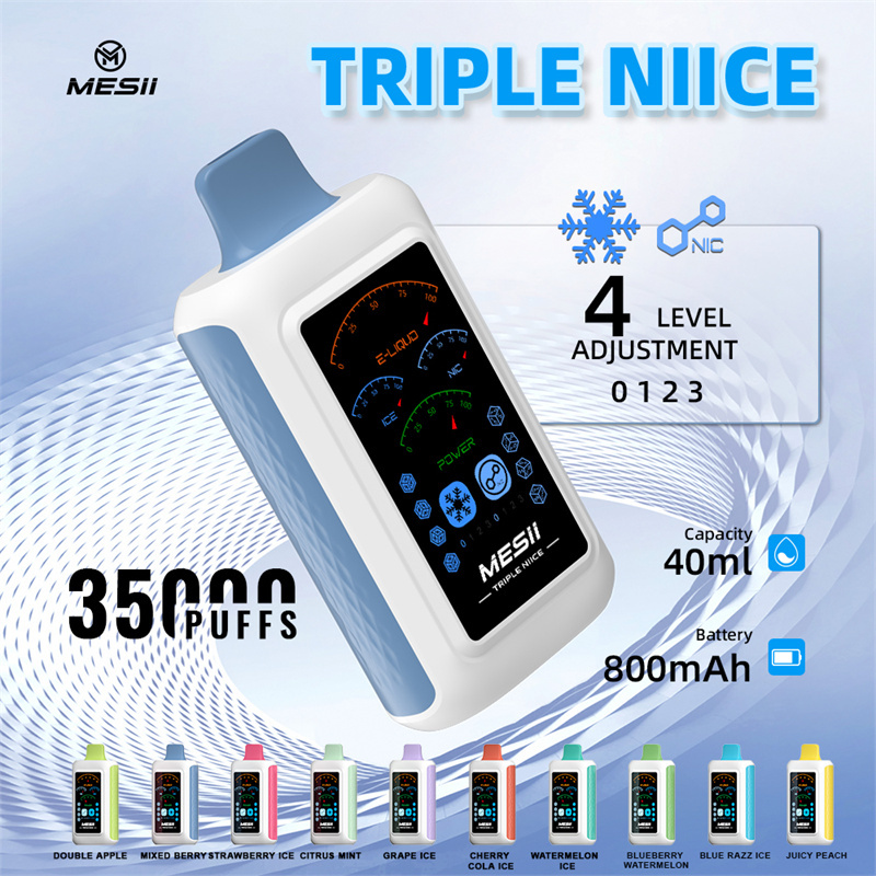 Mesii Triple Niice 35000 Puffs Full Smart Screen Wholesale Disposable Vape Puff 35k Electronic Cigarette Ice Control Nic Control Airflow Adjustable Child Lock