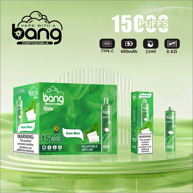 Bang Shisha 15000 Puffs Wholesale Disposable Vape Crystal Puff 15k Electronic Cigarette Airflow Adjustable