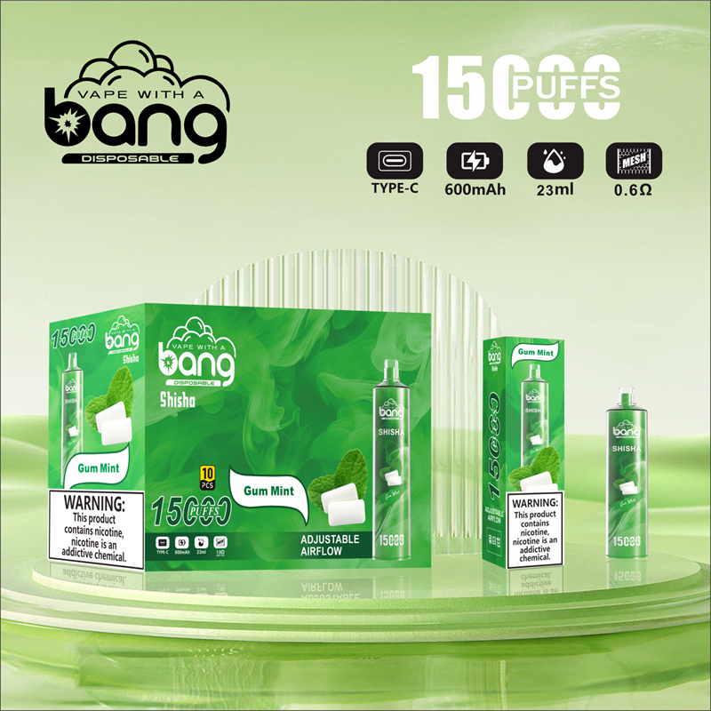 Bang Shisha 15000 Puffs Wholesale Disposable Vape Crystal Puff 15k Electronic Cigarette Airflow Adjustable