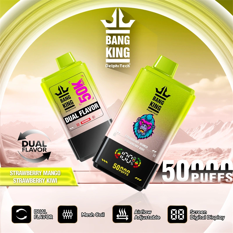 Bang King 50000 Puffs Dual Flavor Digital Display Screen Disposable Vape Puff 50k Electronic Cigarette Wholesale Adjustable Airflow